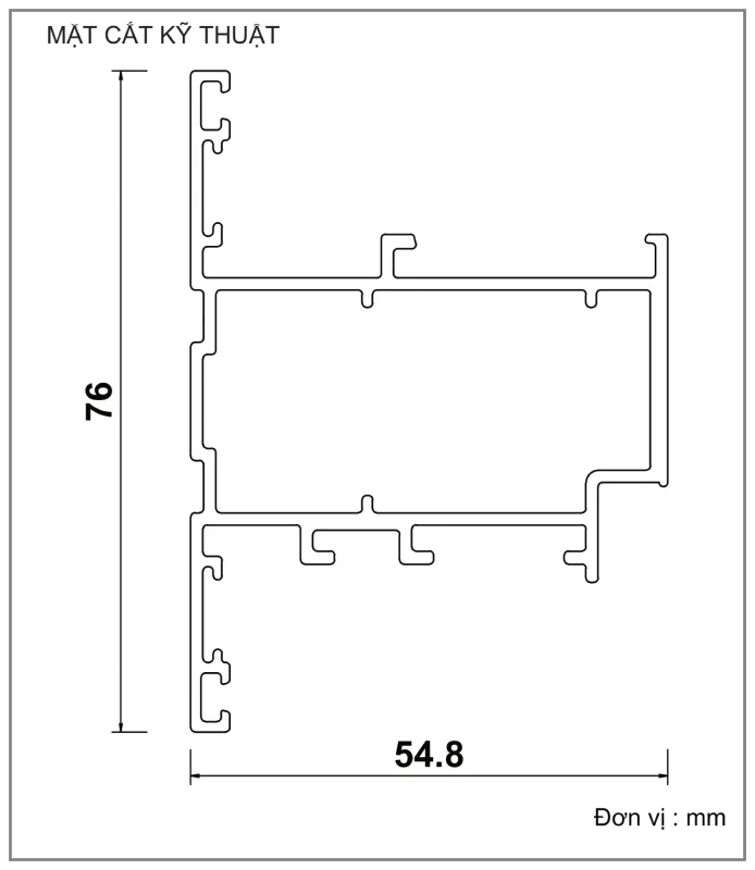 Mặt cắt nhôm Xingfa hệ 55 – Profile C3202 — hình 1/2