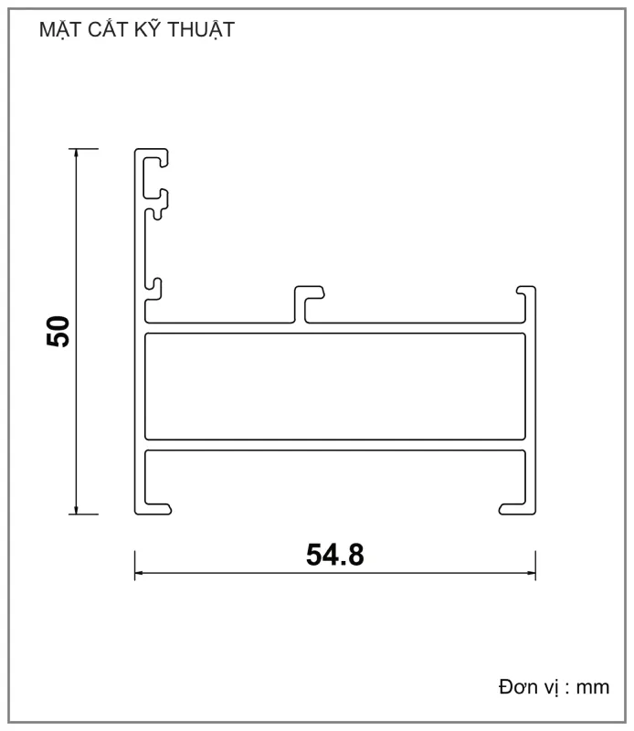 Mặt cắt nhôm Xingfa hệ 55 – Profile C3209 — hình 1/2