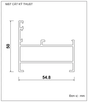 Mặt cắt nhôm Xingfa hệ 55 – Profile C3209