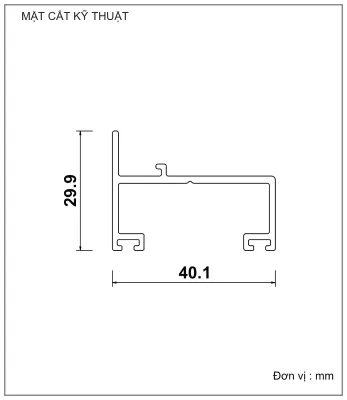 Mặt cắt nhôm Xingfa hệ 55 – Profile C22900