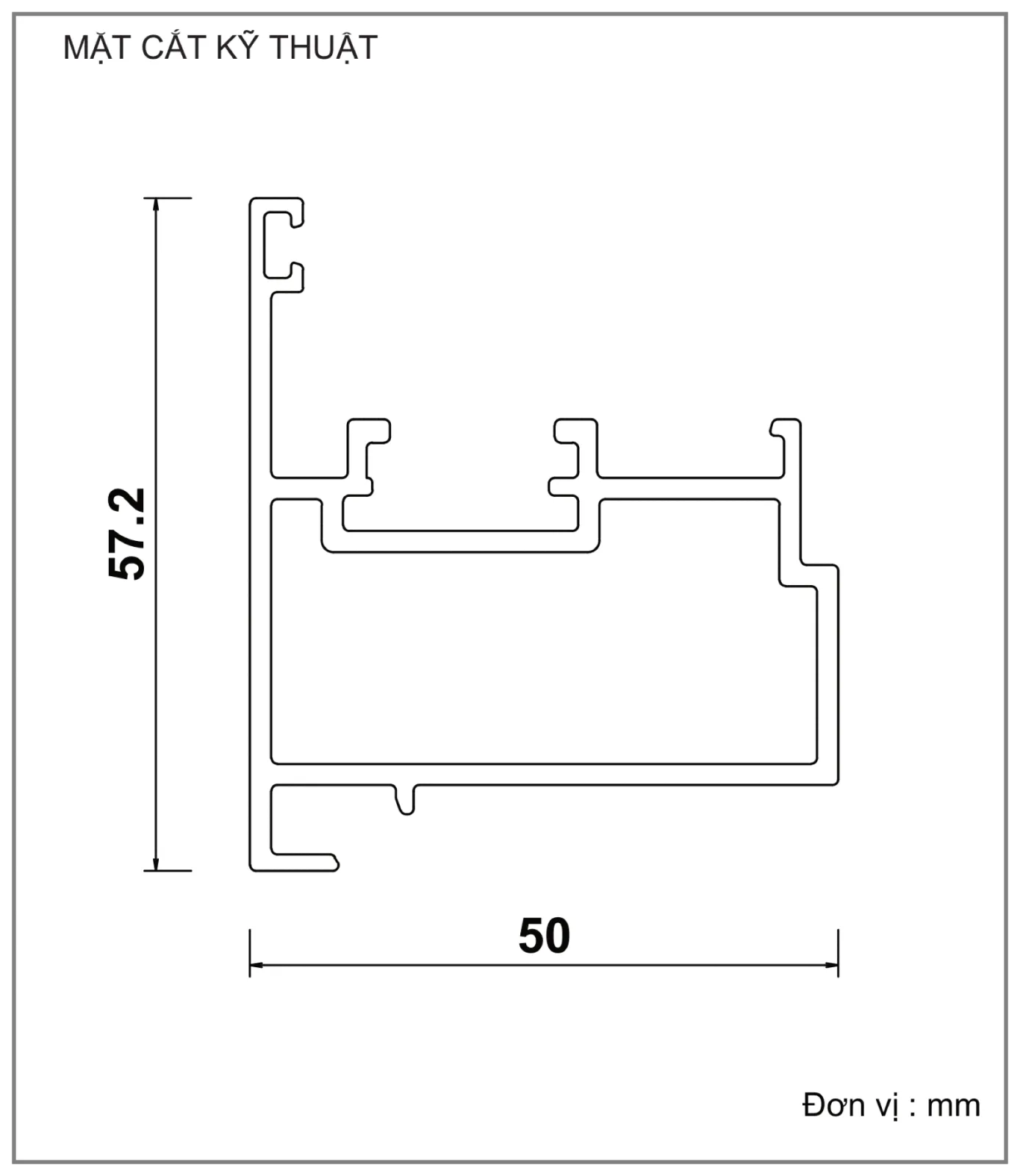 Mặt cắt nhôm Xingfa hệ 55 – Profile C3323 — hình 1/2, xem đầy đủ