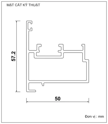 Mặt cắt nhôm Xingfa hệ 55 – Profile C3323