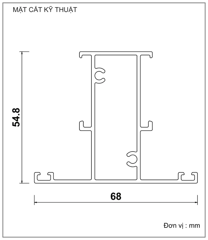 Mặt cắt nhôm Xingfa hệ 55 – Profile C3203 — hình 1/2