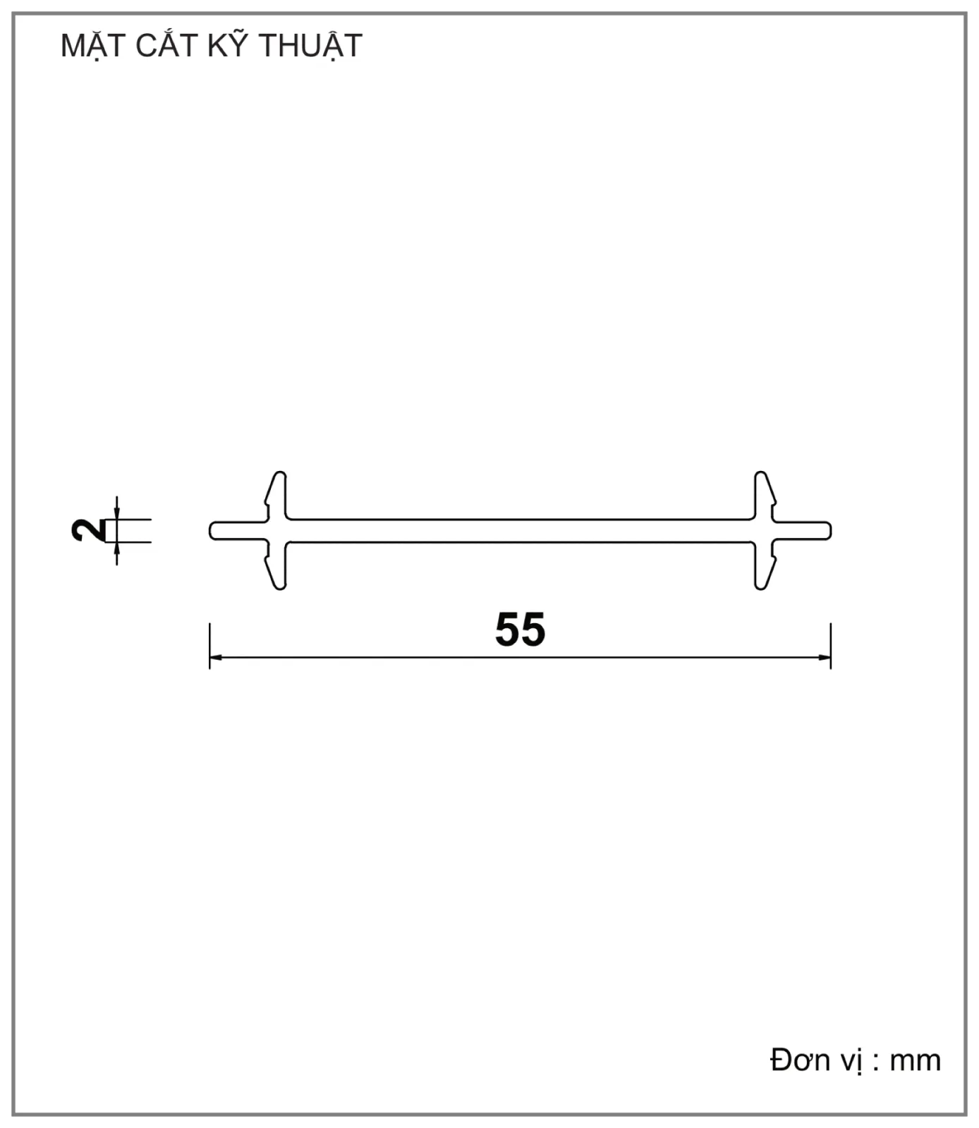 Mặt cắt nhôm Xingfa hệ 55 – Profile C3300 — hình 1/2, xem đầy đủ