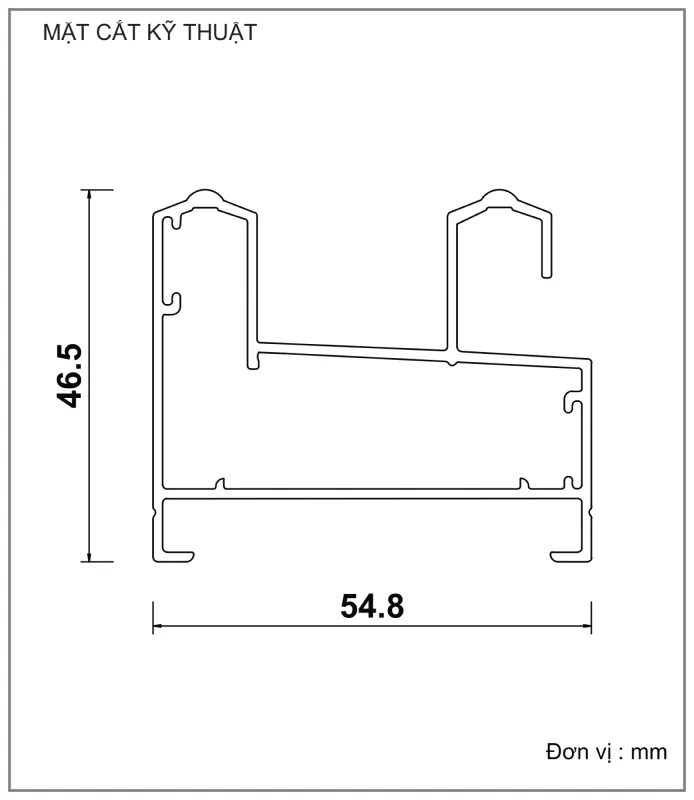 Mặt cắt nhôm Xingfa hệ 55 – Profile D23151 — hình 1/2