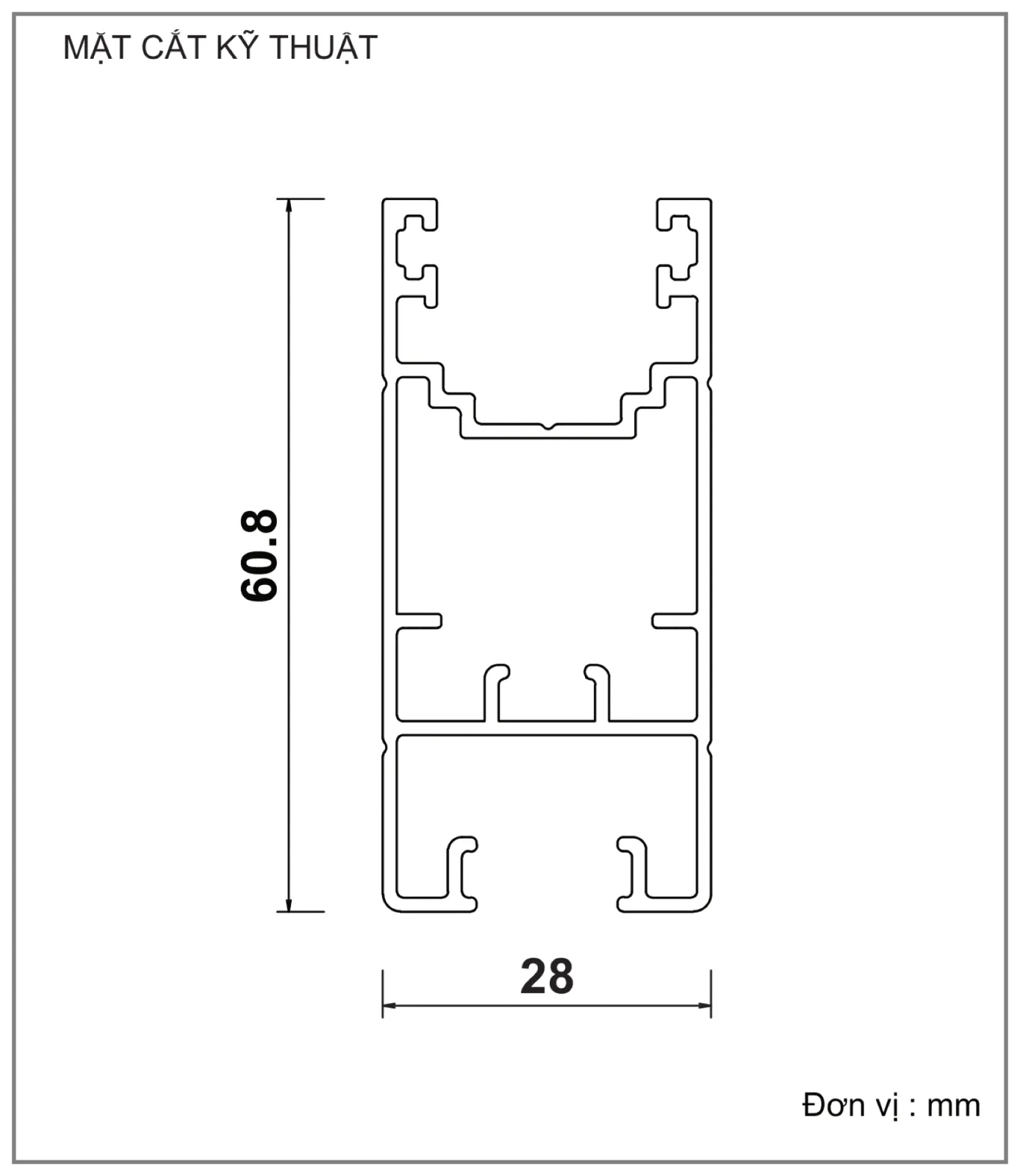 Mặt cắt nhôm Xingfa hệ 55 – Profile D23156 — hình 1/2, xem đầy đủ