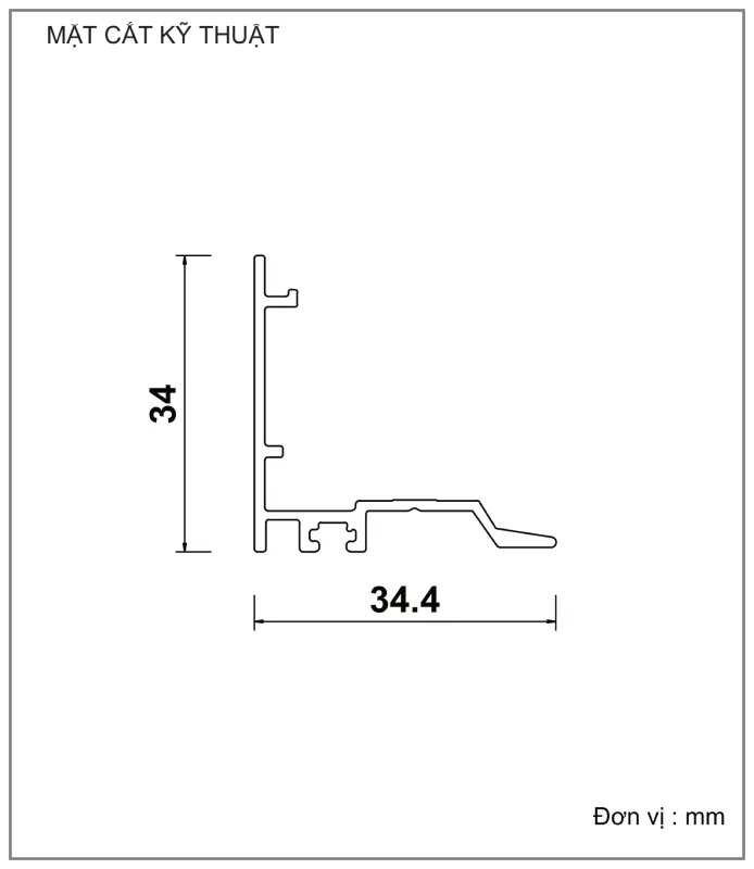 Mặt cắt nhôm Xingfa hệ 55 – Profile D23157 — hình 1/2