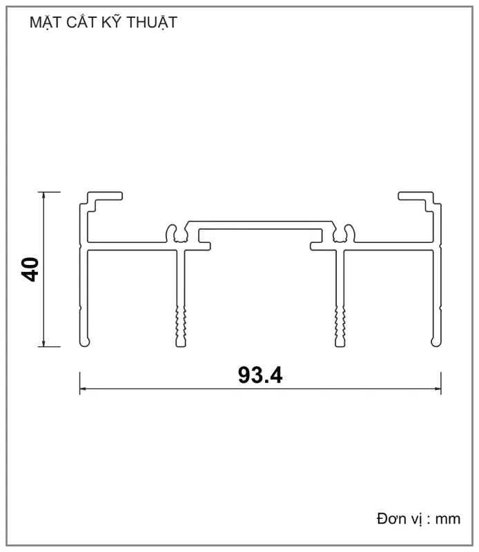 Mặt cắt nhôm Xingfa hệ 93 – Profile D1541A — hình 1/2