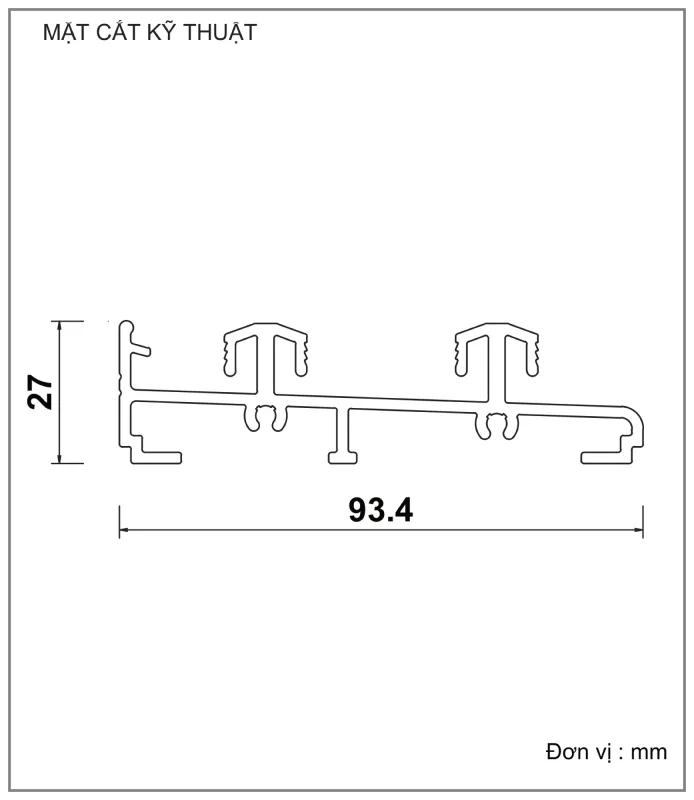 Mặt cắt nhôm Xingfa hệ 93 – Profile D17182 — hình 1/2