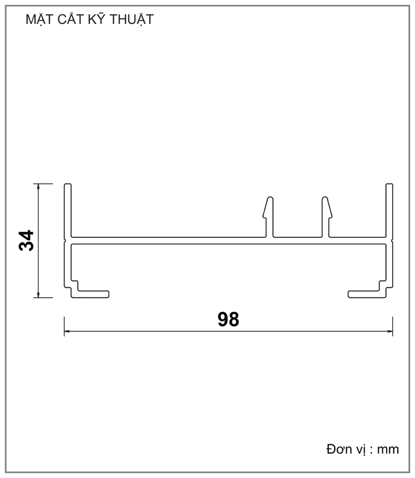 Mặt cắt nhôm Xingfa hệ 93 – Profile D1543A — hình 1/2, xem đầy đủ