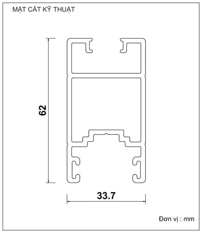 Mặt cắt nhôm Xingfa hệ 93 – Profile D1546A — hình 1/2