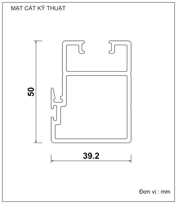 Mặt cắt nhôm Xingfa hệ 93 – Profile D1547A — hình 1/2