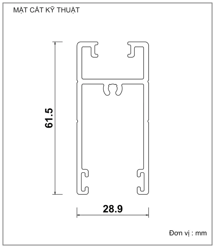 Mặt cắt nhôm Xingfa hệ 93 – Profile D1545A — hình 1/2
