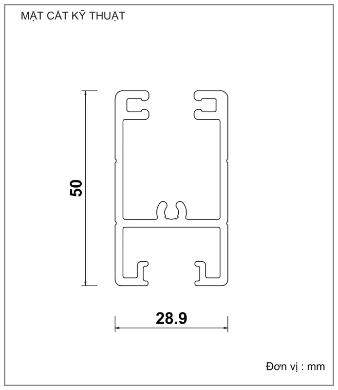Mặt cắt nhôm Xingfa hệ 93 – Profile D1544A — hình 1/2