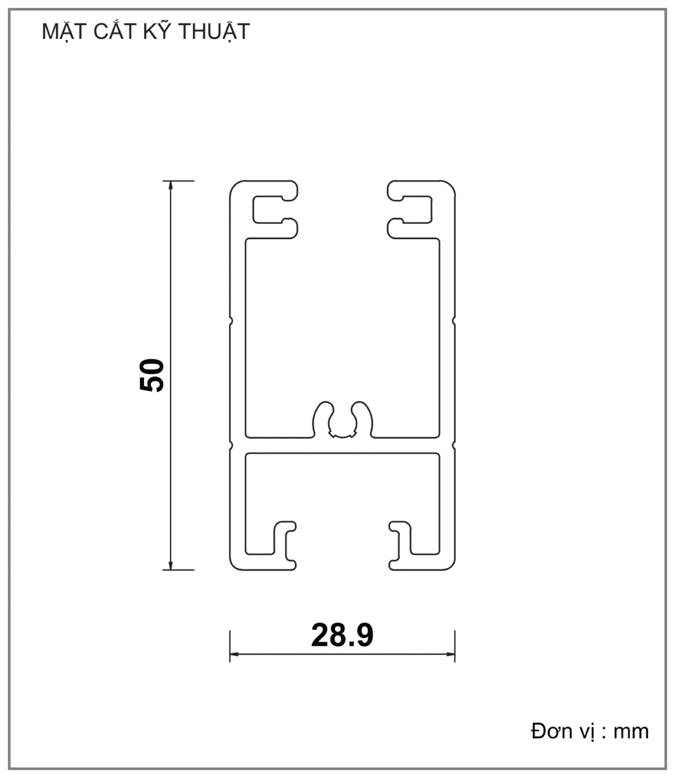 Mặt cắt nhôm Xingfa hệ 93 – Profile D1544A — hình 1/2, xem đầy đủ