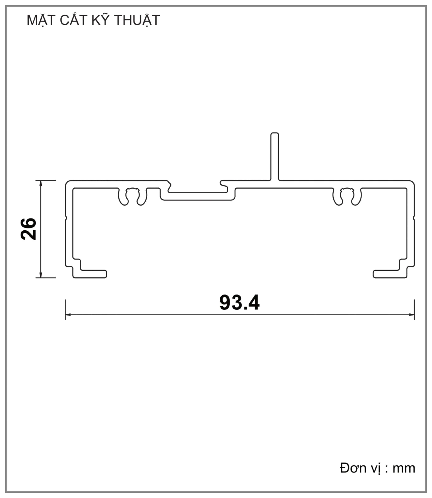 Mặt cắt nhôm Xingfa hệ 93 – Profile D1559A — hình 1/2, xem đầy đủ