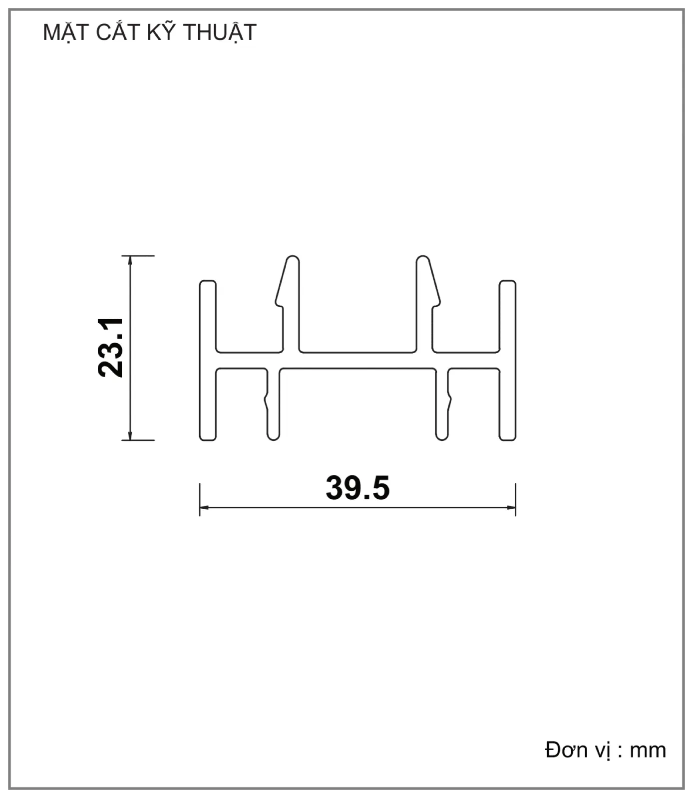 Mặt cắt nhôm Xingfa hệ 93 – Profile D1548A — hình 1/2, xem đầy đủ