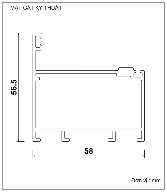 Mặt cắt nhôm Xingfa hệ 63 – Profile F606 — hình 1/2