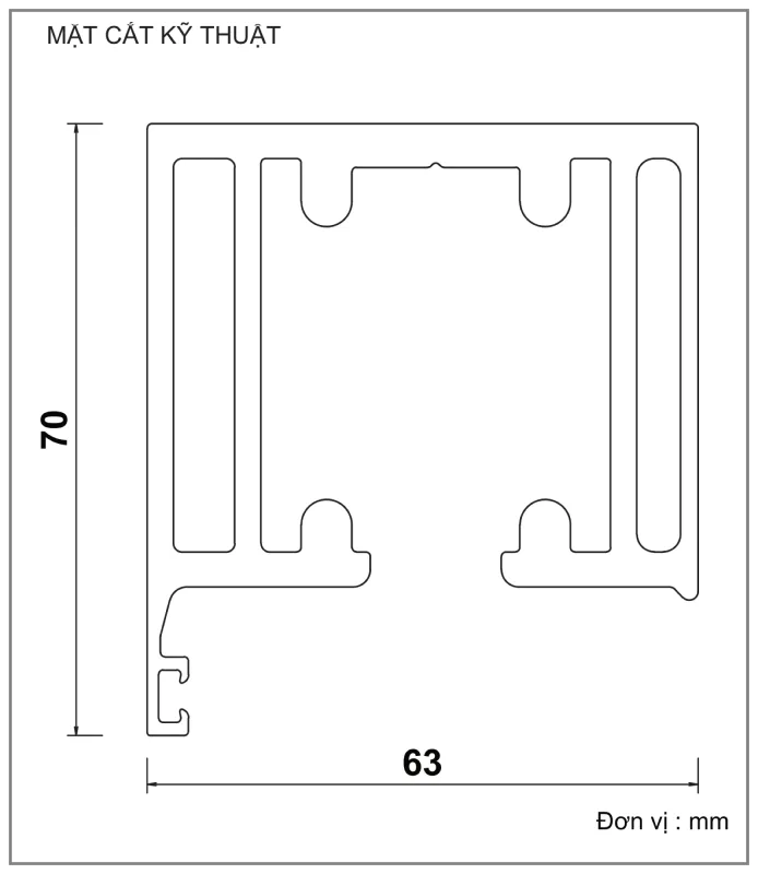 Mặt cắt nhôm Xingfa hệ 63 – Profile F605 — hình 1/2