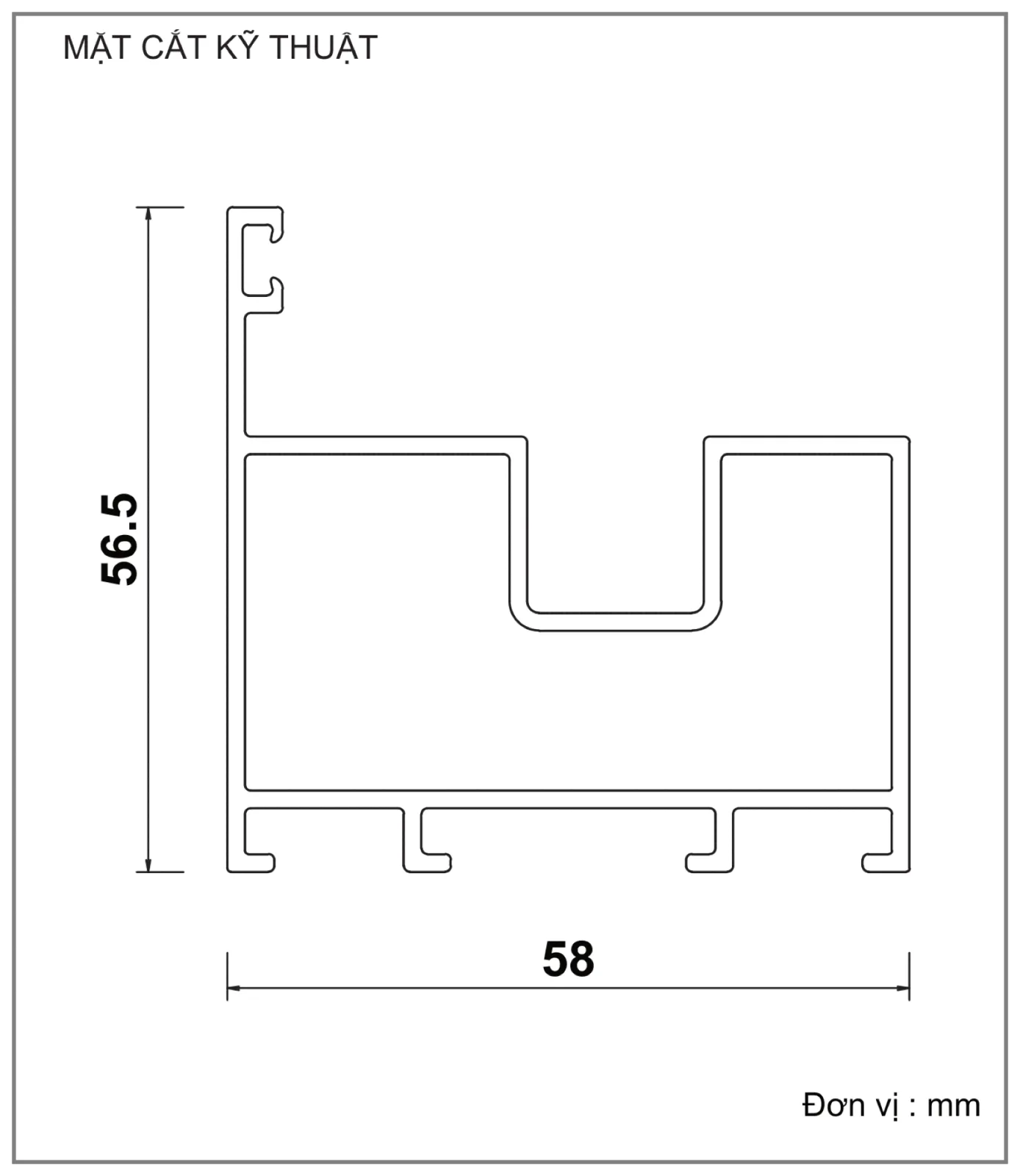 Mặt cắt nhôm Xingfa hệ 63 – Profile F607 — hình 1/2, xem đầy đủ