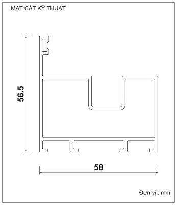 Mặt cắt nhôm Xingfa hệ 63 – Profile F607