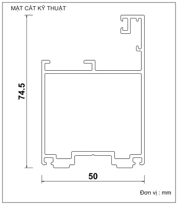 Mặt cắt nhôm Xingfa hệ 63 – Profile F523