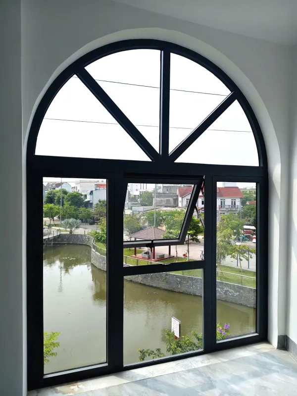 Cửa sổ nhôm uốn vòm Đà Nẵng – mở quay, mở hất và fix vòm — hình 1/4