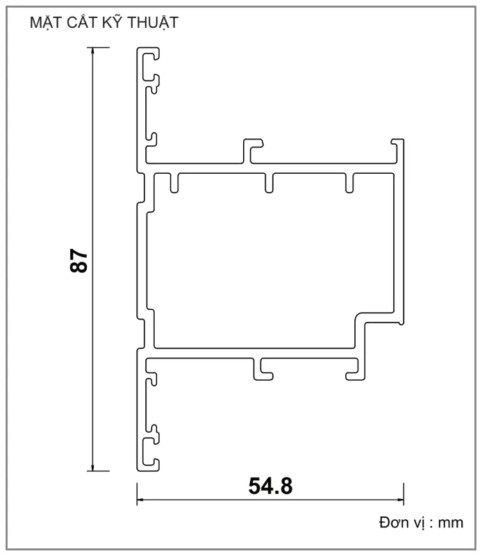 Mặt cắt nhôm Xingfa hệ 55 – Profile C3303 — hình 1/2