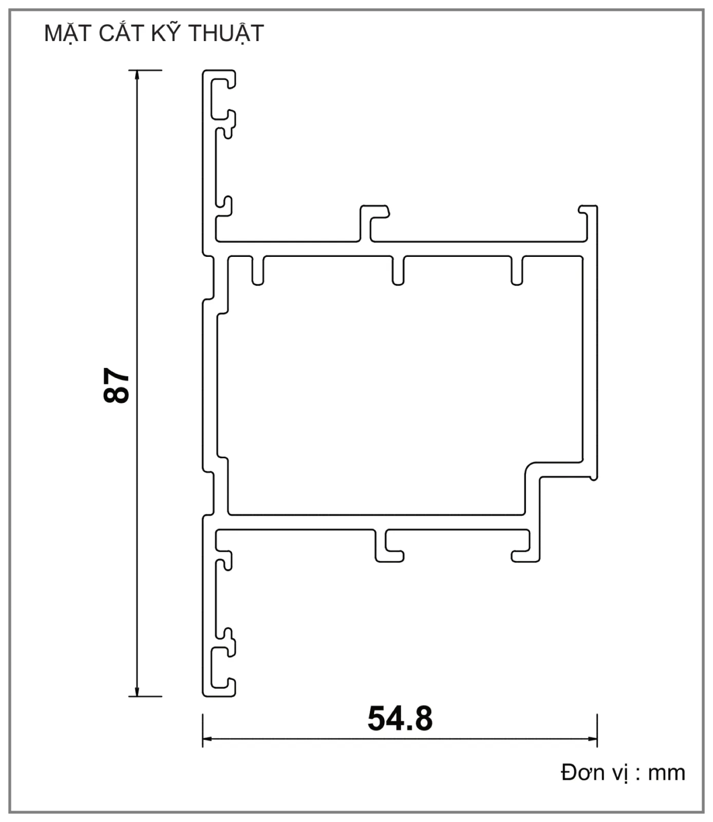 Mặt cắt nhôm Xingfa hệ 55 – Profile C3303 — hình 1/2, xem đầy đủ