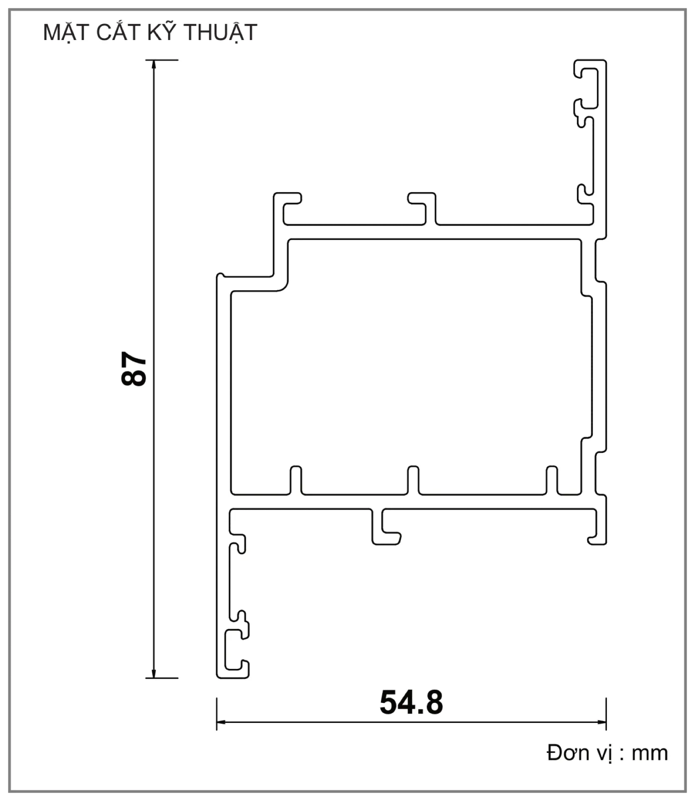 Mặt cắt nhôm Xingfa hệ 55 – Profile C3332 — hình 1/2, xem đầy đủ