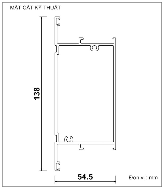 Mặt cắt nhôm Xingfa hệ 55 – Profile C3304 — hình 1/2
