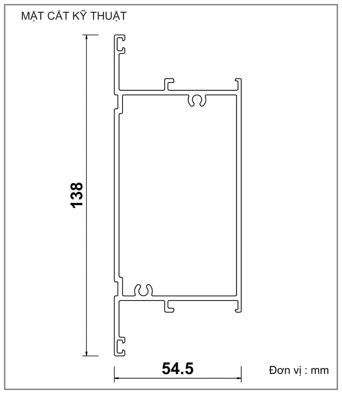 Mặt cắt nhôm Xingfa hệ 55 – Profile C3304 — hình 1/2, xem đầy đủ