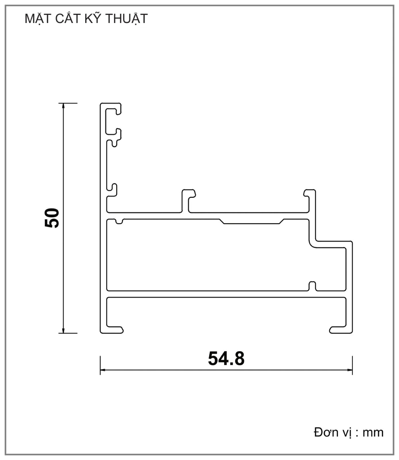 Mặt cắt nhôm Xingfa hệ 55 – Profile C3318 — hình 1/2, xem đầy đủ